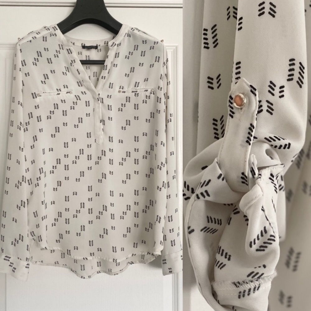 Dynamite | Classic Minimal Pattern White Blouse